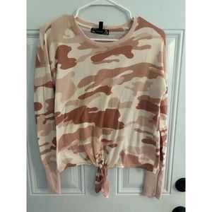 Derek Heart Womens Top Size Small Juniors Pink Camouflage Long Sleeve Good Cond